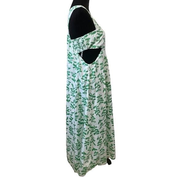 New ~ STITCHDROP ~ Floral Print, Side Cutout Cotton Maxi Dress Medium - Picture 3 of 7